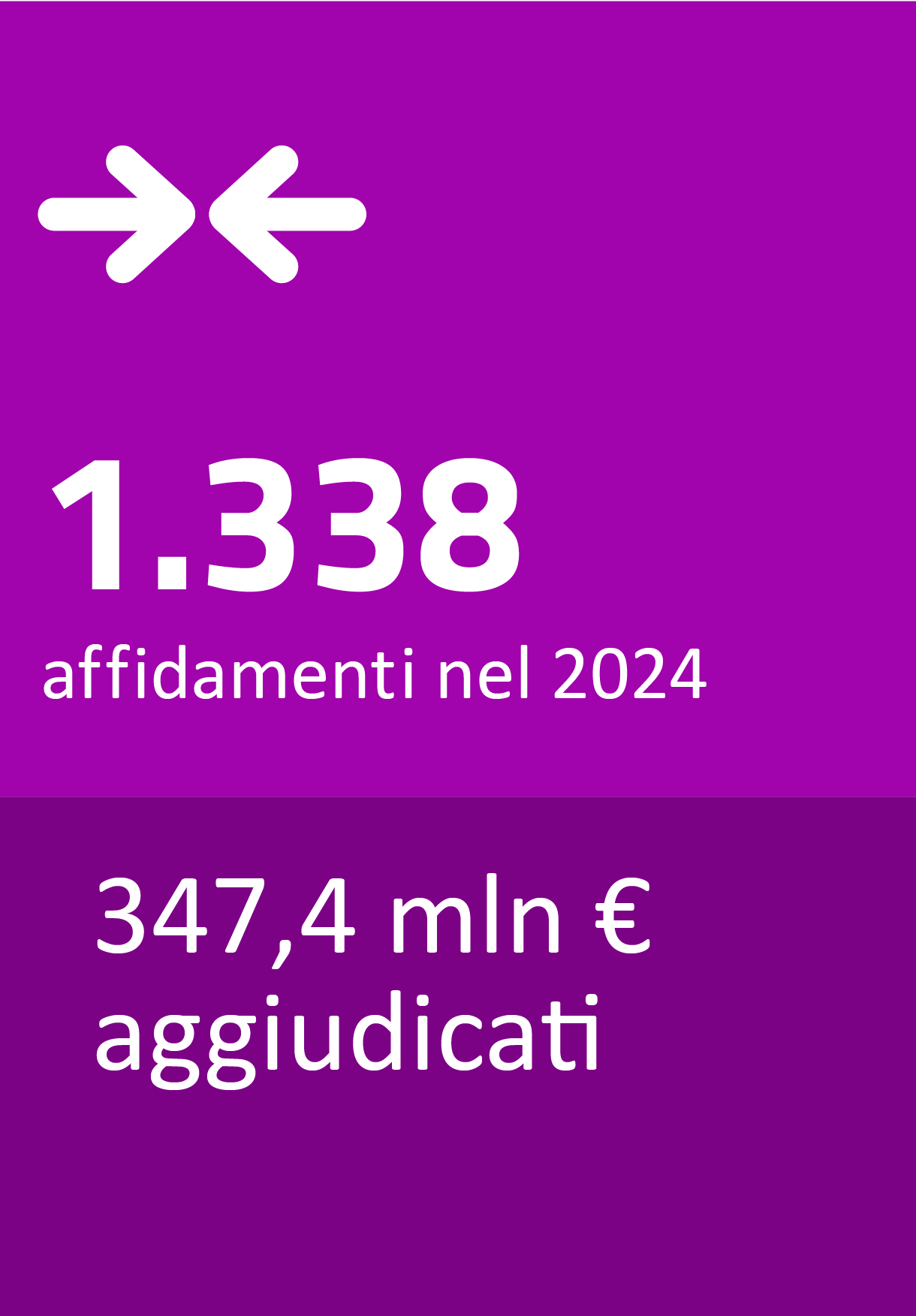 1338 affidamenti nel 2024 347,4 mln aggiudicati